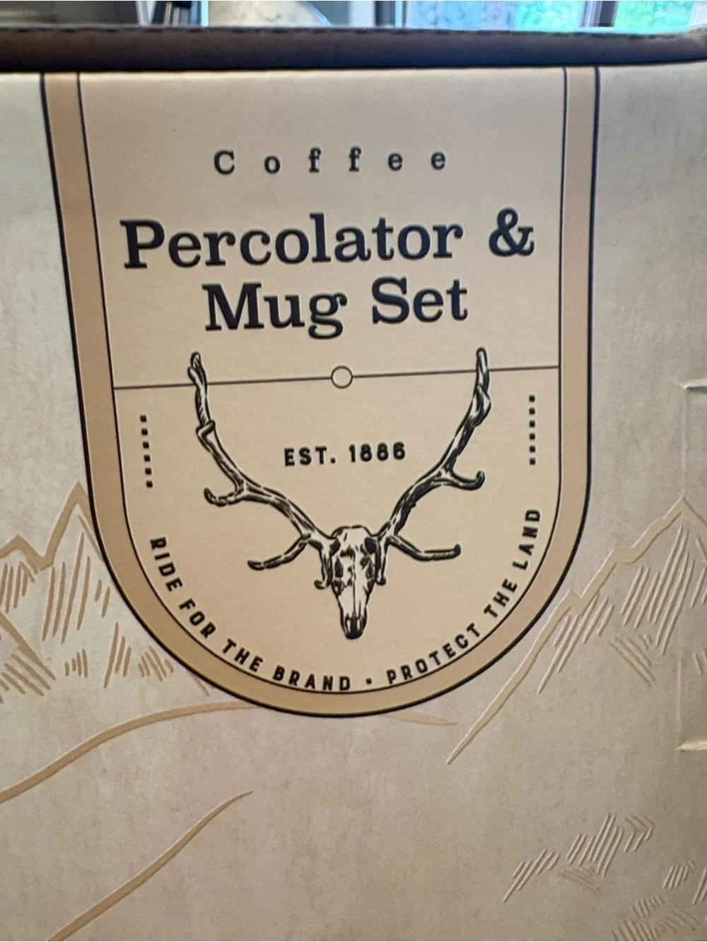 Yellowstone Percolator & Mug Set - Multi Color Camp Mugs with Silver Percolator